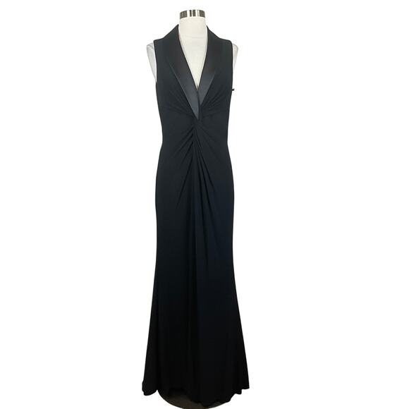 Adrianna Papell Women's Formal Dress Size 6 Black Sleeveless Tuxedo Evening Gown - Picture 1 of 13